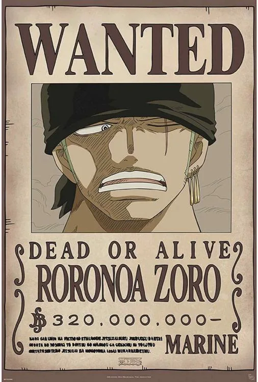 CARTEL WANTED RORONOA ZORO