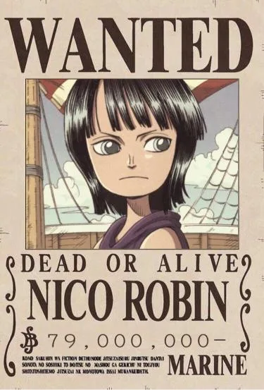 one piece nico robin wanted poster niña